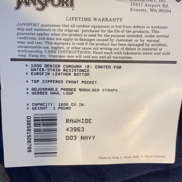 NWT Jansport Backpack Navy  and brown - Picture 3 of 6